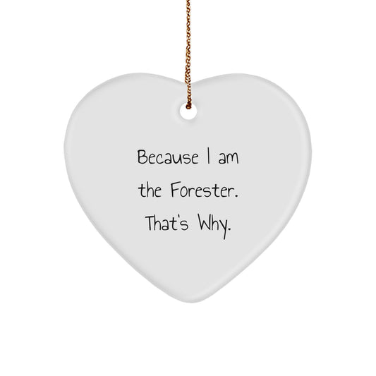 Forester Gifts for Men, Because I Am The Forester. That's Why. Heart Ornament, Funny Quote, Christmas Unique Gifts for Friends - Image 1