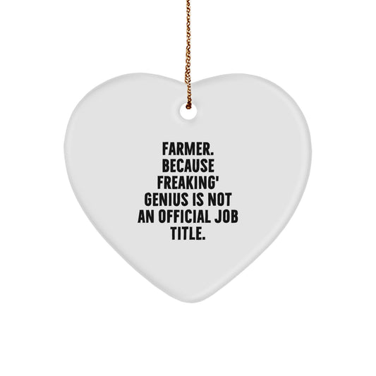 Funny Farmer Gifts Heart Ornament, Gifts from Friends, Family, or Coworkers to Farmer Men or Women, Christmas Unique Decorations - Image 1