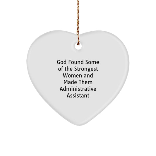Funny Inspirational Heart Ornament Gifts for Administrative Assistant Women, Gifts from Friends, Christmas Unique Office Decorations with Strength Quote - Image 1