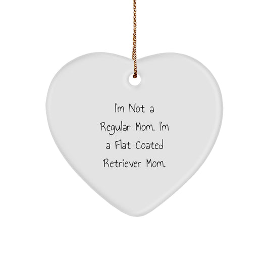 Funny Flat Coated Retriever Dog Mom Heart Ornament Gifts from Mom for Christmas, Inspirational, Heart Shaped, White, Unique - Image 1