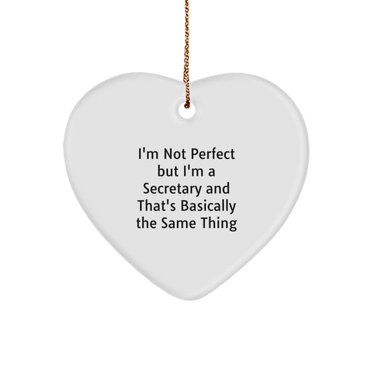 Secretary Heart Ornament Funny Quote Gifts from Friends for Unique Christmas Memorable Present - Image 1