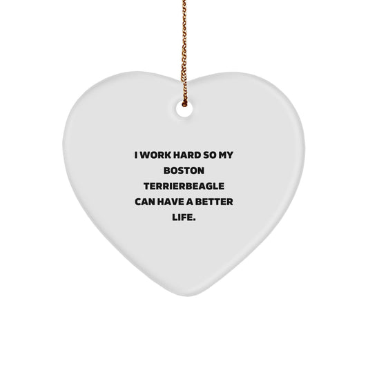Funny Boston Terrier Dog Heart Ornament Gifts from Men for Women Friends Family on Christmas - Image 1