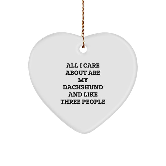 Dachshund Dog Lover Gifts from Friends Unique Heart Ornament, Funny Quote, 2.75' Tall, Christmas Decorations - Image 1