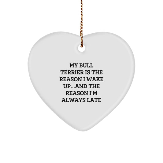 Funny Bull Terrier Dog Heart Ornament Gifts from Friends, Family, or Coworkers for Christmas Unique Presents - Image 1
