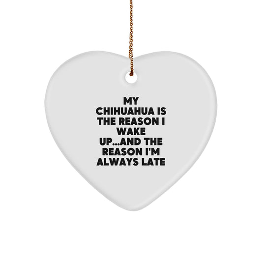 Funny Chihuahua Dog Christmas Unique Gifts from Men to Women Friends Family for Heart Ornament - Image 1