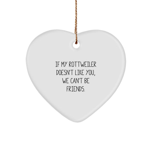 Rottweiler Dog Christmas Unique Gifts for Men Funny Heart Ornament from Mom, Heart-Shaped Decorations for Home - Image 1