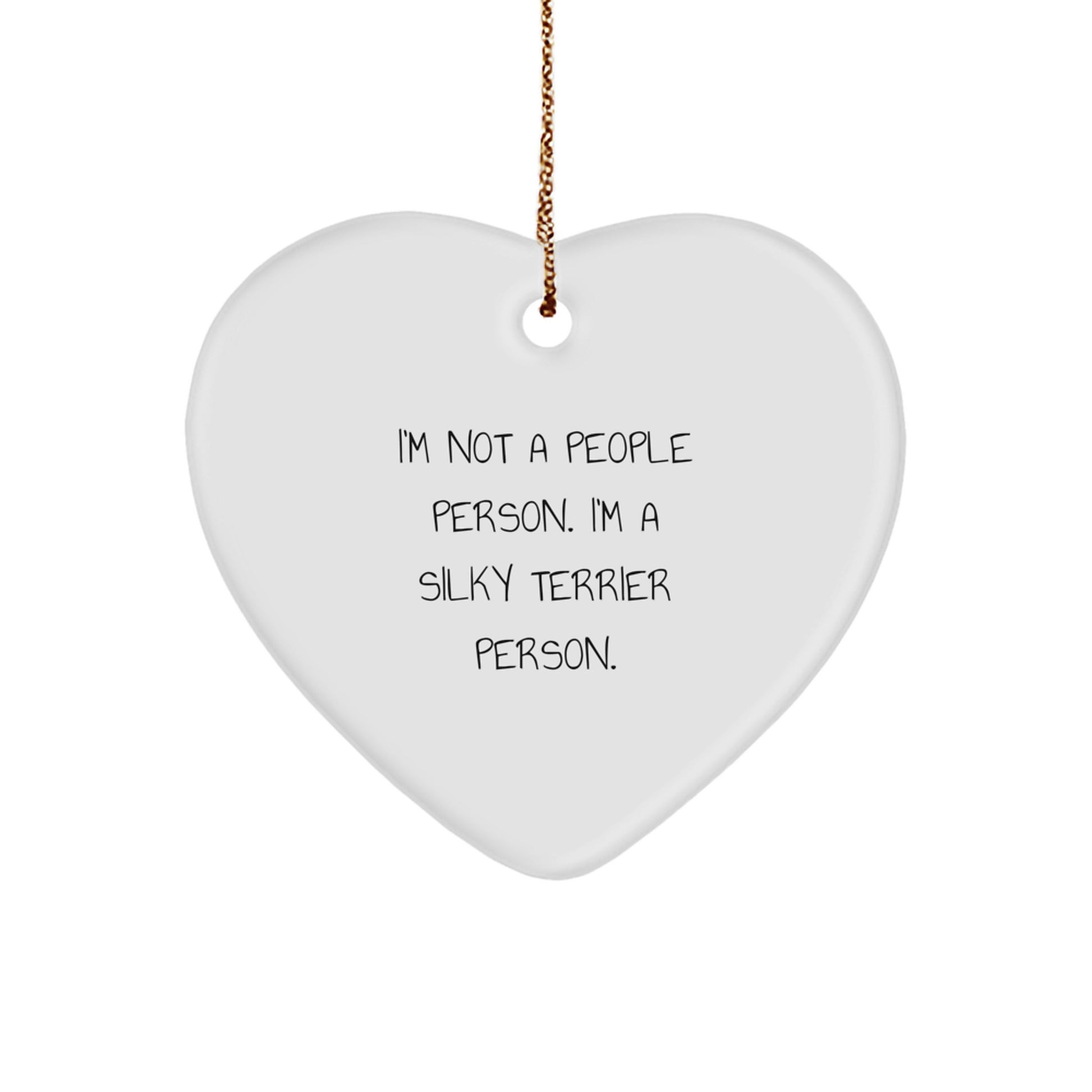 Funny Silky Terrier Dog Gifts for Men Women Friends Family, Heart Ornament, 'I'm Not A People Person. I'm A Silky Terrier Person.' Christmas Unique Gifts from - Image 1