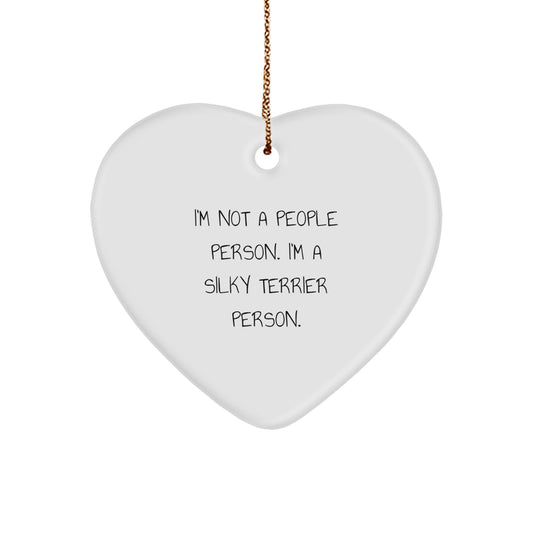 Funny Silky Terrier Dog Gifts for Men Women Friends Family, Heart Ornament, 'I'm Not A People Person. I'm A Silky Terrier Person.' Christmas Unique Gifts from - Image 1