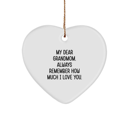 Grandmom Heart Ornament with Funny Quote - Gifts for Grandmom from Family - Heart Shaped White Ornament for Christmas - Image 1