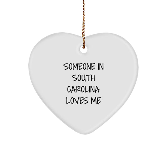 Funny South Carolina Heart Ornaments Gifts from Someone Who Loves You in the Palmetto State, Heart Shaped Decorations Christmas Unique Gifts for Family, Friends, and Lovers - Image 1