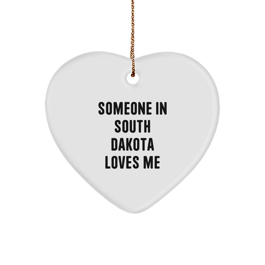 South Dakota Gifts from Someone In South Dakota Loves Me, Heart Ornament for Someone Special in South Dakota, Christmas Unique Gifts - Image 1