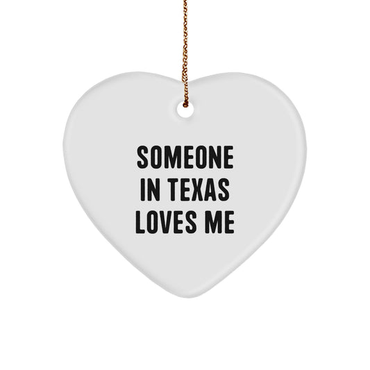 Funny Texas Heart Ornament Gifts from Friends for Texas Lovers Someone In Texas Loves Me Holiday Decorations - Image 1