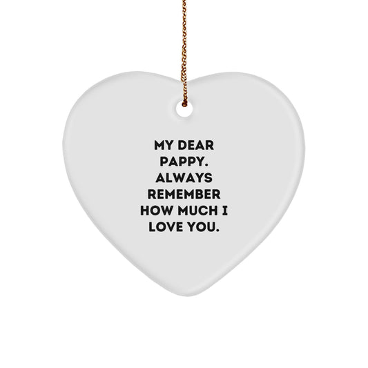 Pappy Keepsake Christmas Ornament for Him White Heart-Shaped Gift - Image 1