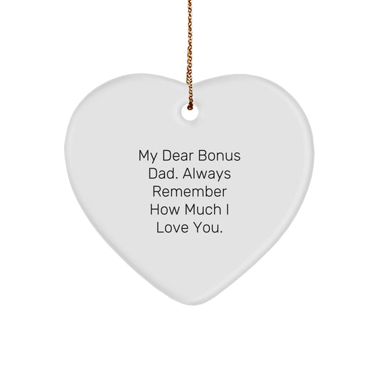 Funny Bonus Dad Gifts, Heart Ornament for Christmas Unique Gifts from Family, Gifts for Bonus Dad Men - Image 1