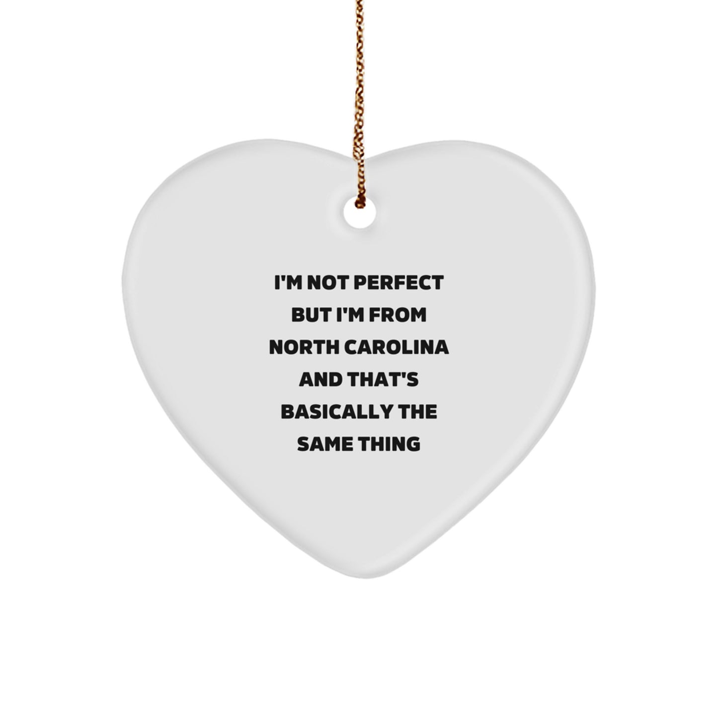 Funny North Carolina Gifts from Men to Family Members, Heart Ornament for Christmas Unique Gifts - Image 1