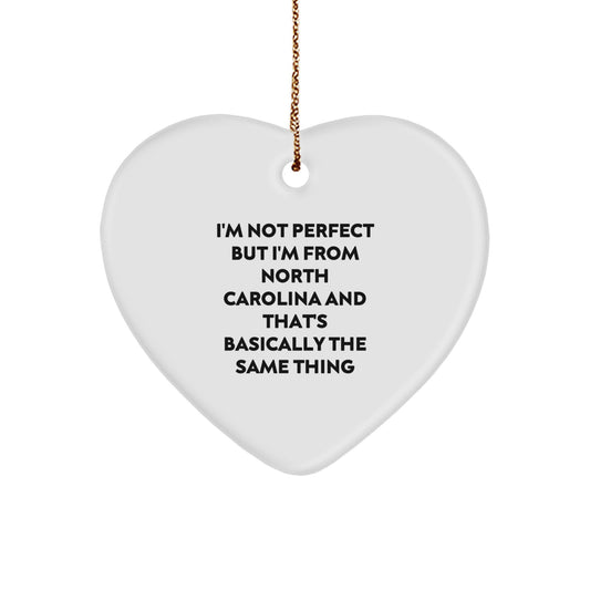 North Carolina Heart Ornament, Funny Quote Gifts for Men from Friends, Christmas Unique Decorations - Image 1