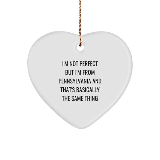 Funny Heart Ornament from Pennsylvania Gifts for Friends and Family, Pennsylvania Christmas Unique Gifts, Gifts from Men to Women in Pennsylvania - Image 1