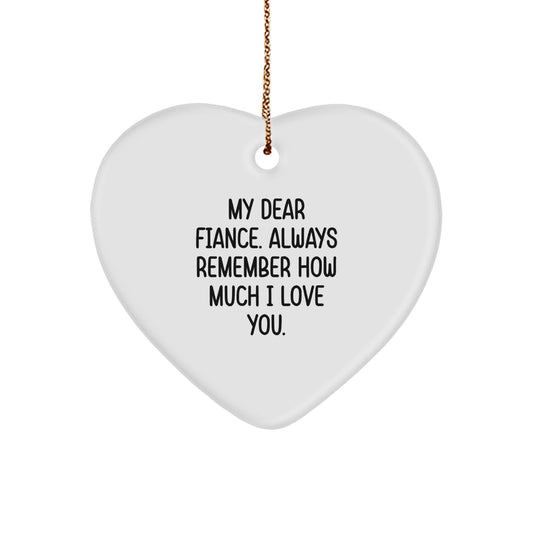 Funny Fiance Gifts from Men, Heart Ornament for Fiance with Cute Quote, Christmas Unique Presents - Image 1