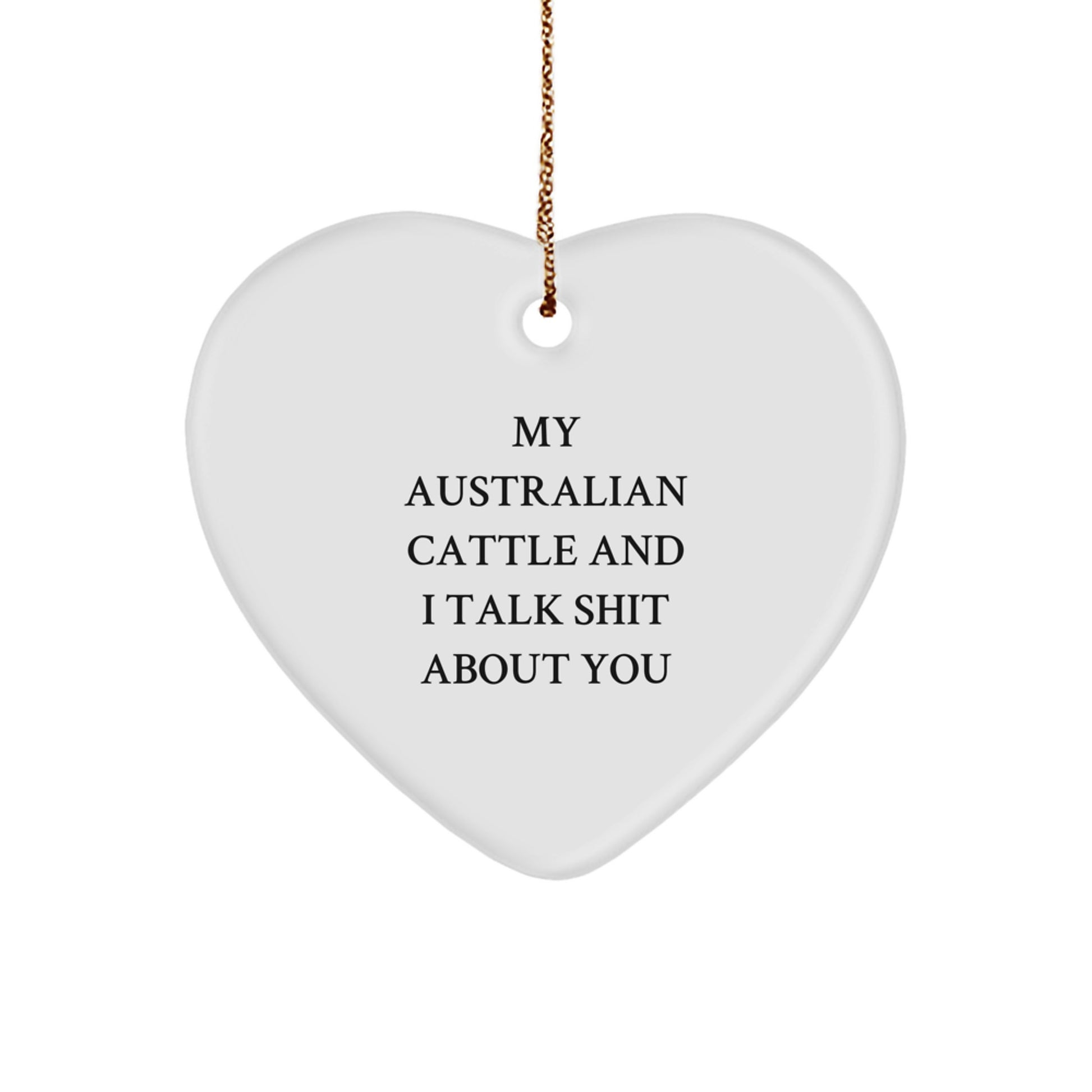Funny Australian Cattle Dog Gifts from Men to Friends, Heart Ornament with Quote 'My Australian Cattle And I Talk Shit About You', Christmas Unique Gifts for Australian Cattle Dog Lovers - Image 1
