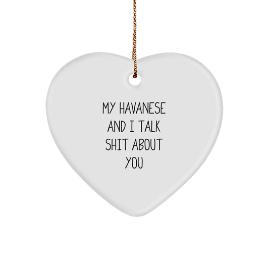 Funny Havanese Dog Gifts for Men Women Friends Family - Heart Ornament with 'My Havanese And I Talk Shit About You' Quote - Christmas Unique Gifts from Friends - Image 1