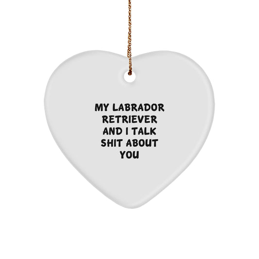 Funny Labrador Retriever Dog Gifts for Men, Funny Labrador Retriever Dog Heart Ornament for Christmas Unique Gifts from Friends to Family - Image 1