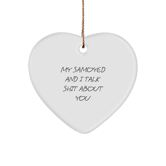 Samoyed Dog Heart Ornament for Him Keepsake Christmas Funny Gift - Image 1