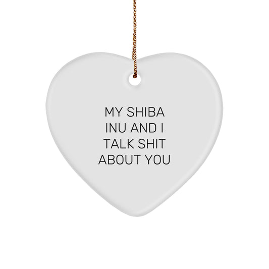 Shiba Inu Dog Lover Funny Heart Ornament Gifts from Friends to Family for Christmas Unique Unique Christmas Unique Gifts - Image 1