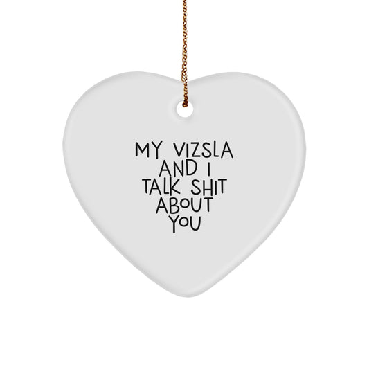 Christmas Gift for Her Vizsla Heart Ornament Present with Sublimation - Image 1