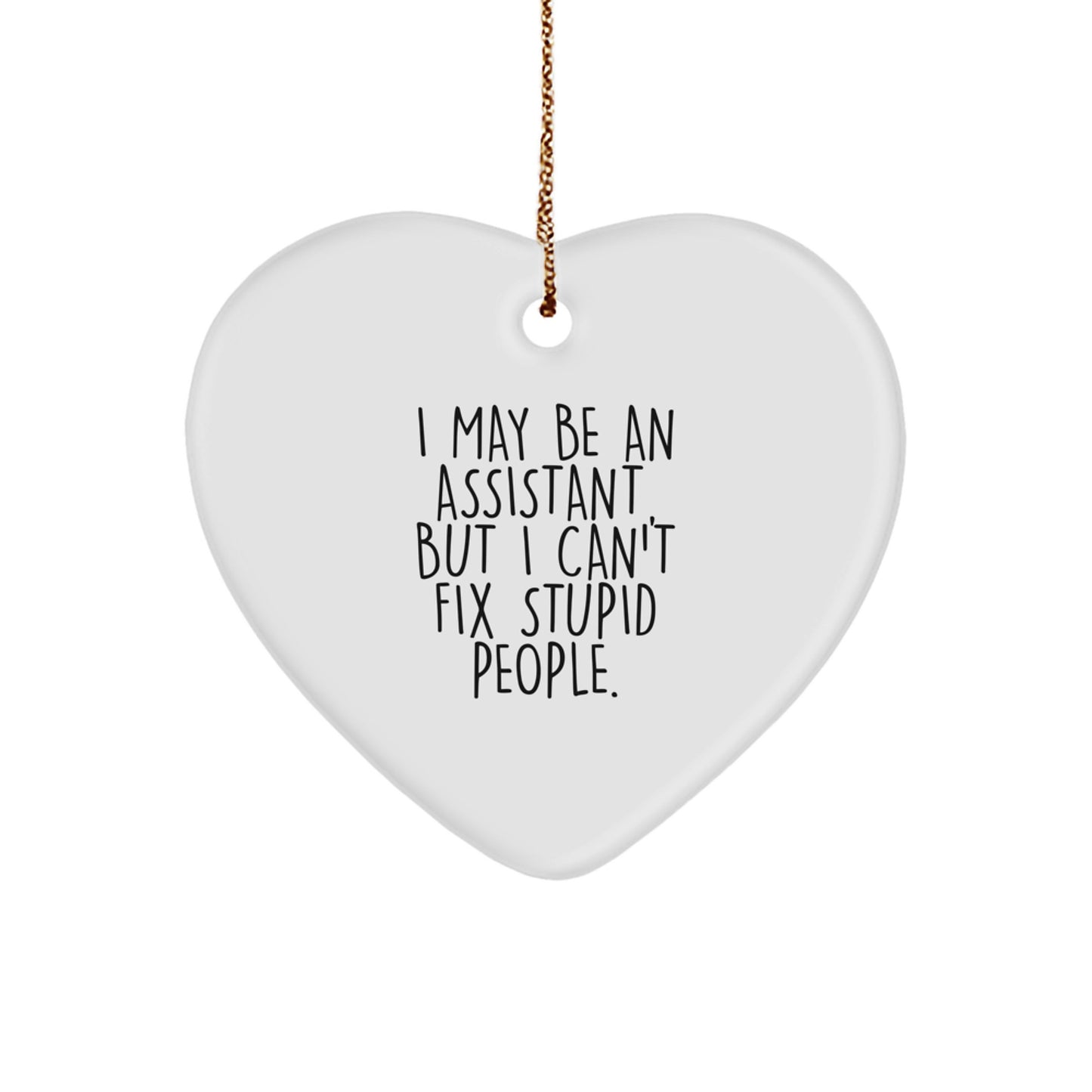 Funny Assistant Gifts from Men for Assistants with I May Be An Assistant But I Cant Fix Stupid People Heart Ornament - Image 1