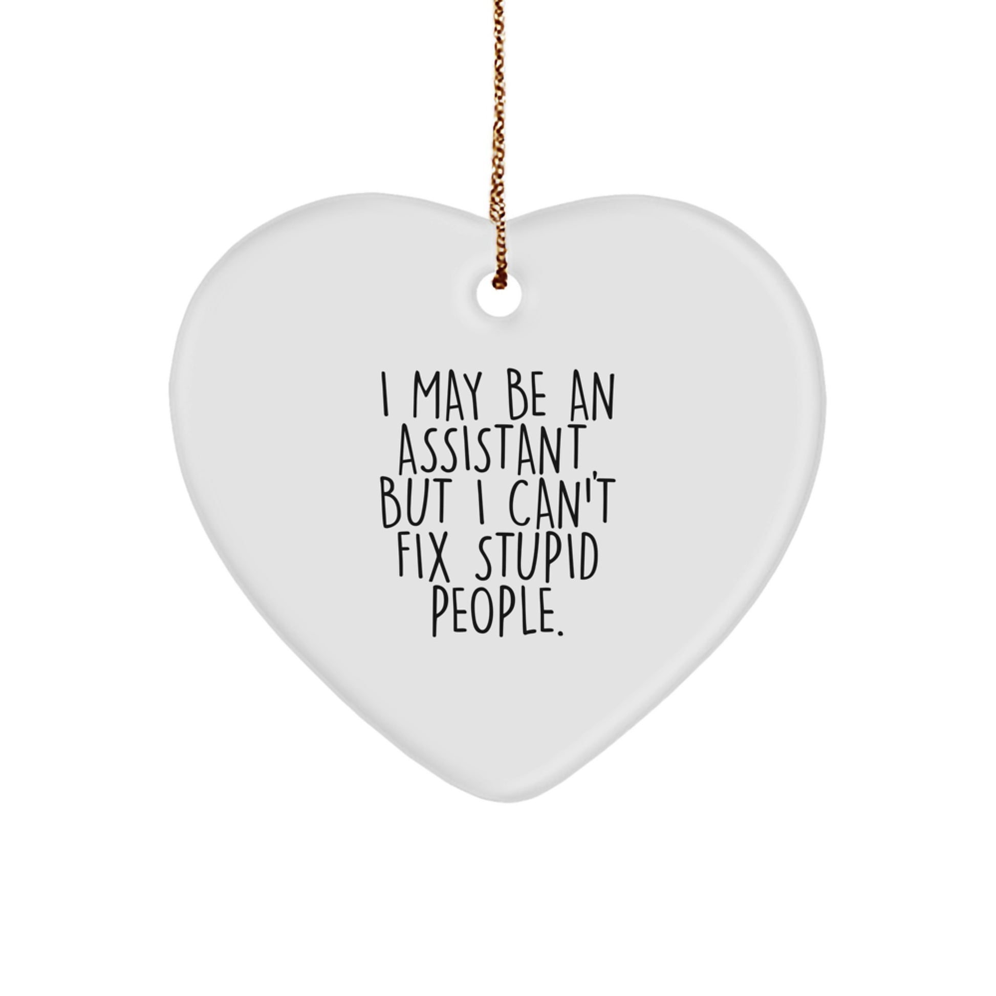 Funny Assistant Gifts from Men for Assistants with I May Be An Assistant But I Cant Fix Stupid People Heart Ornament - Image 1