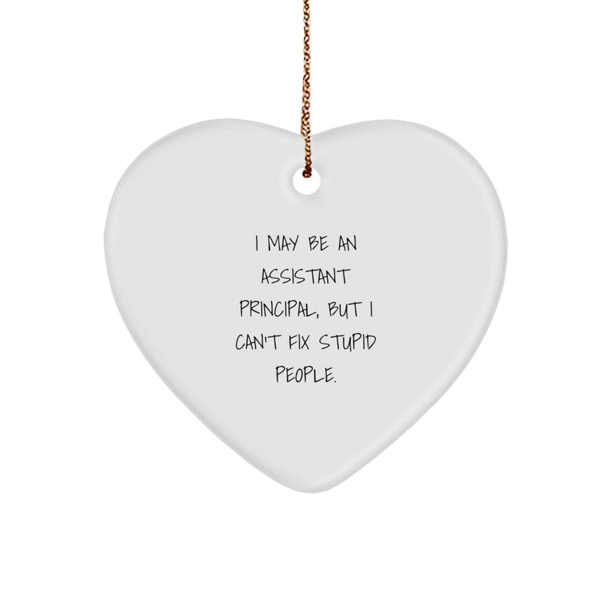Funny Heart Ornament Gifts from Men for Assistant Principals - I May Be An Assistant Principal But I Cant Fix Stupid People Christmas Novelty - Image 1