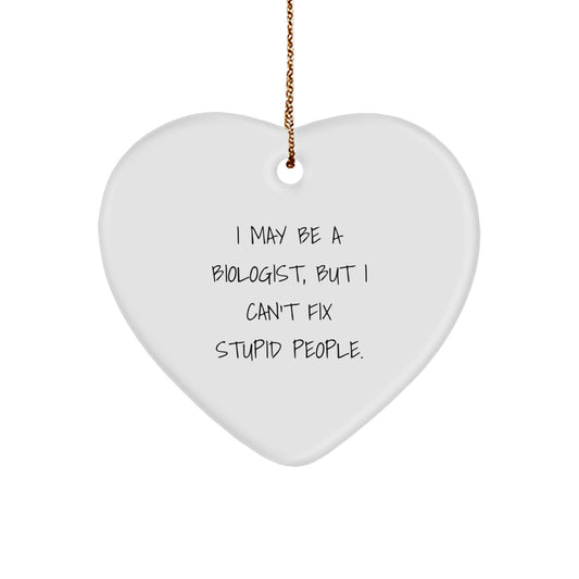 Funny Biologist Heart Ornament Gifts from Friends or Family for Men or Women - I May Be A Biologist But I Cant Fix Stupid People Christmas Unique Gifts - Image 1