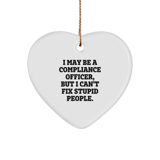 Christmas Unique Gifts from Compliance Officer Coworkers - Funny Heart Ornament - Image 1