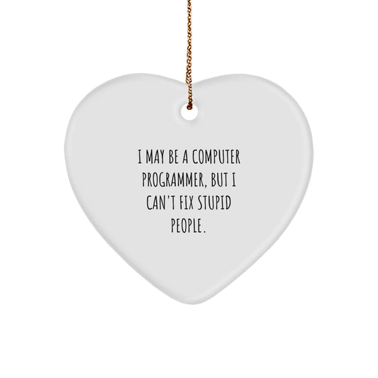 Computer Programmer Funny Heart Ornament Gifts from Friends to Friends on Christmas Unique Presents - Image 1