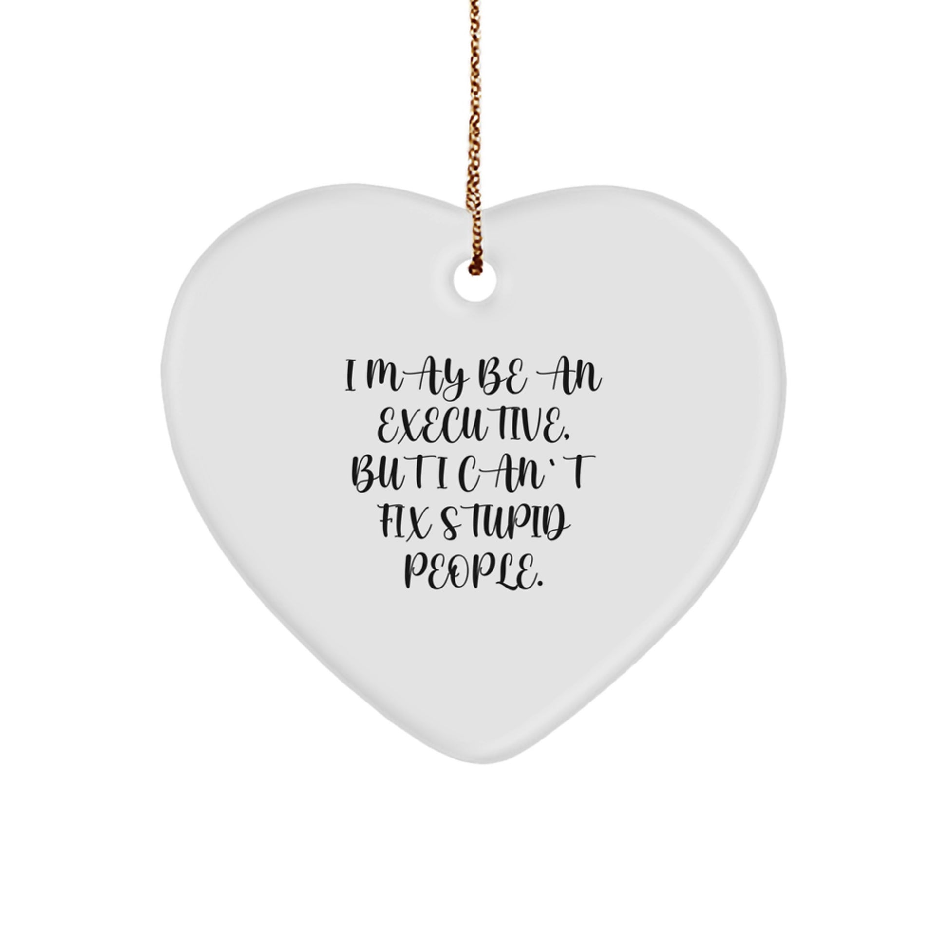 Funny Executive Heart Ornament, Gifts from Men to Women for Christmas Unique Gifts, White Heart Shaped Decorations - Image 1