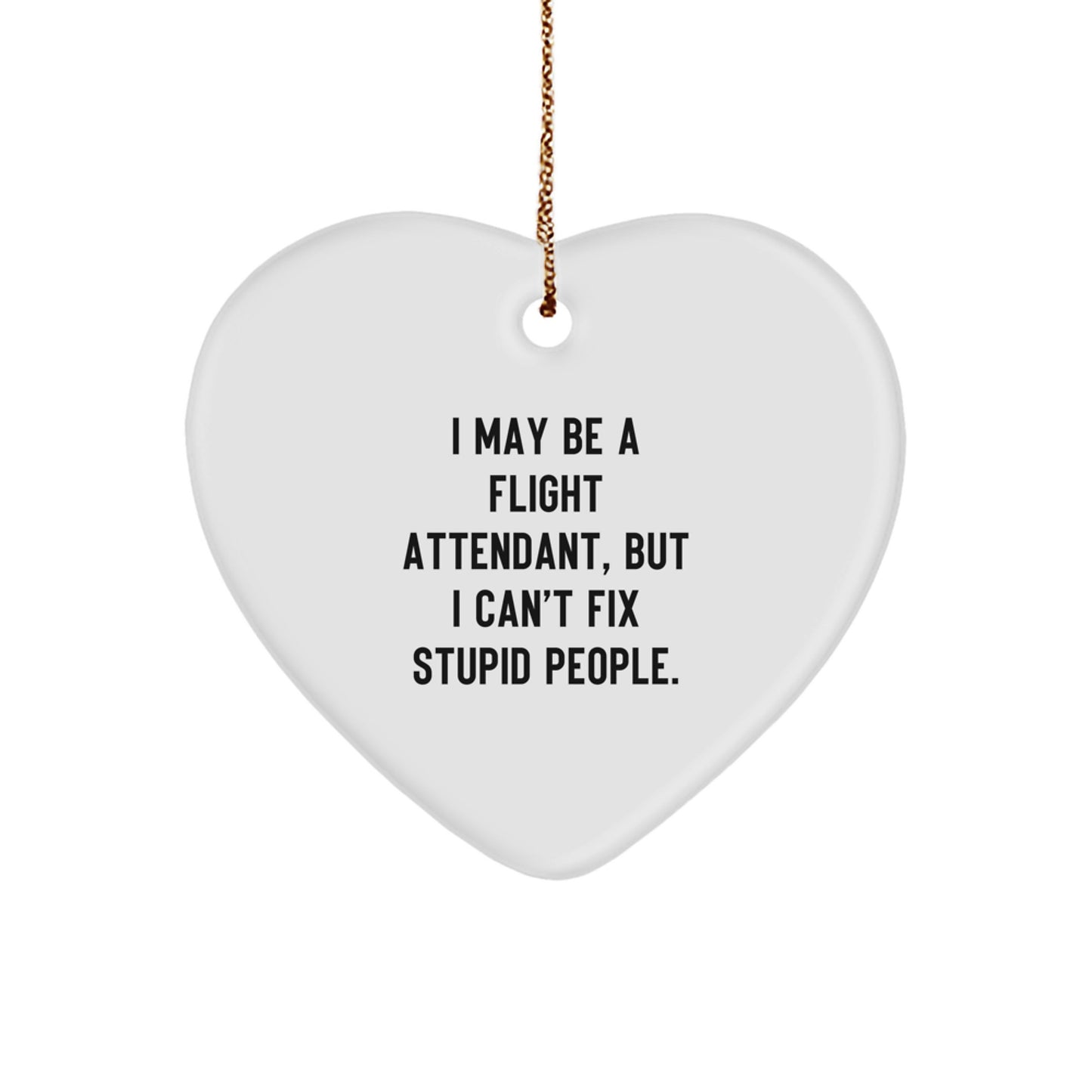 Funny Flight Attendant Gifts from Friends, Christmas Unique Ornament, I May Be A Flight Attendant, But I Can't Fix Stupid People. - Image 1