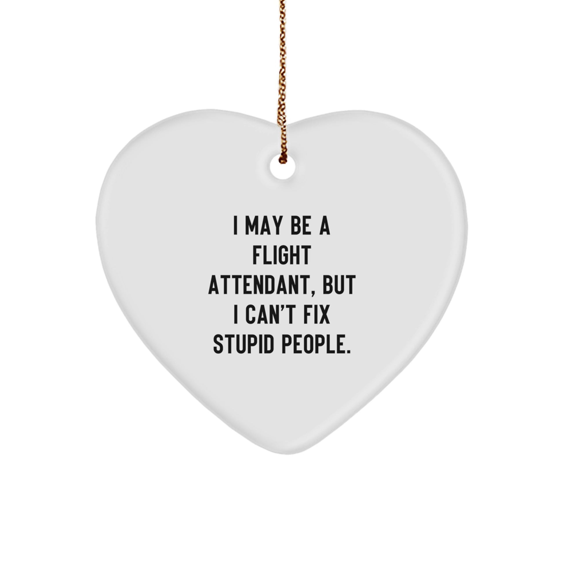 Funny Flight Attendant Gifts from Friends, Christmas Unique Ornament, I May Be A Flight Attendant, But I Can't Fix Stupid People. - Image 1