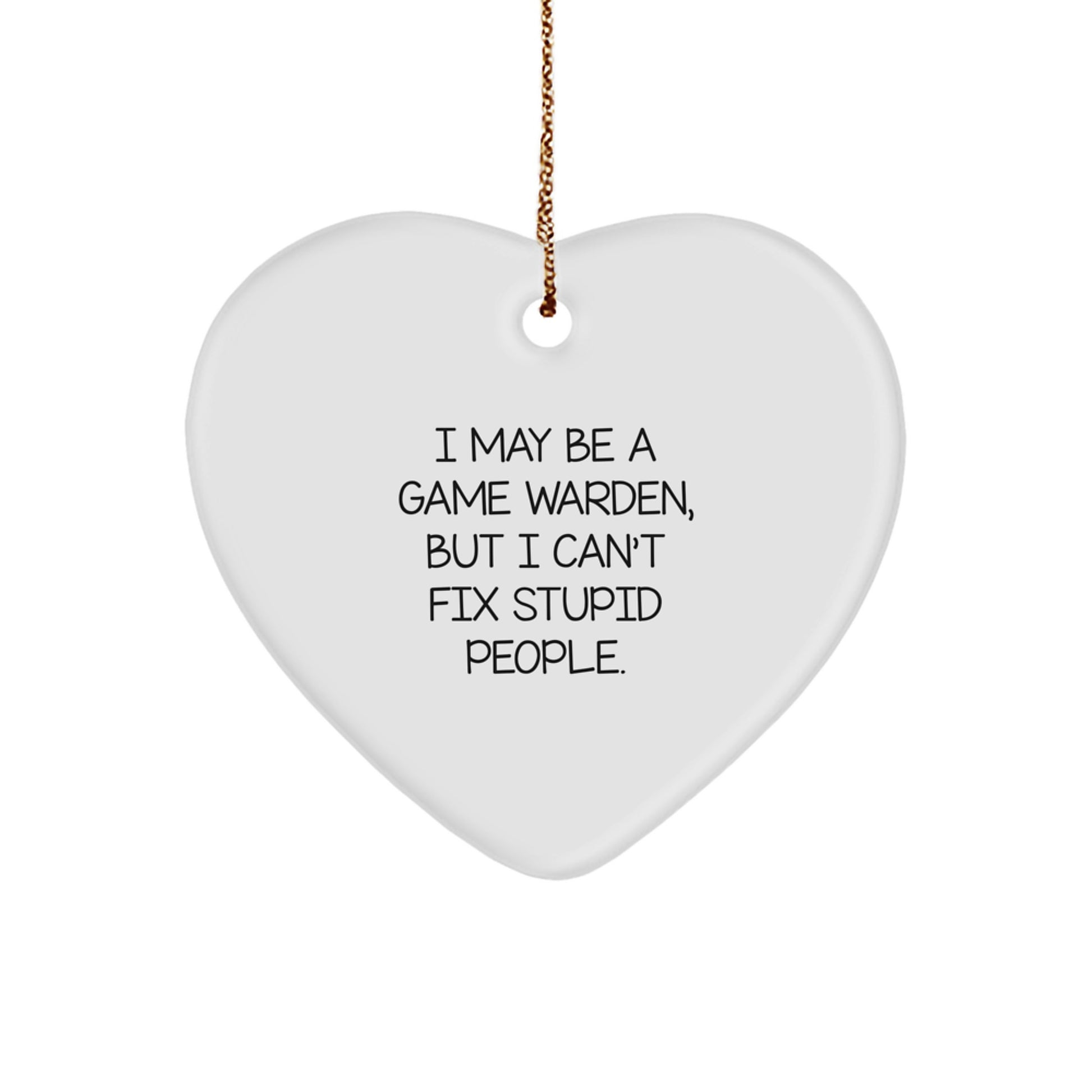 Funny Game Warden Humor Christmas Heart Ornament Gifts from Men to Game Wardens, Heart Shaped, White Color - Image 1