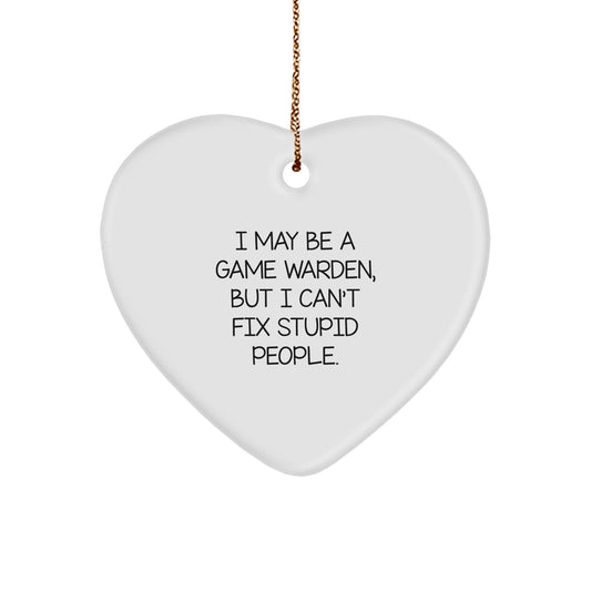 Funny Game Warden Humor Christmas Heart Ornament Gifts from Men to Game Wardens, Heart Shaped, White Color - Image 1