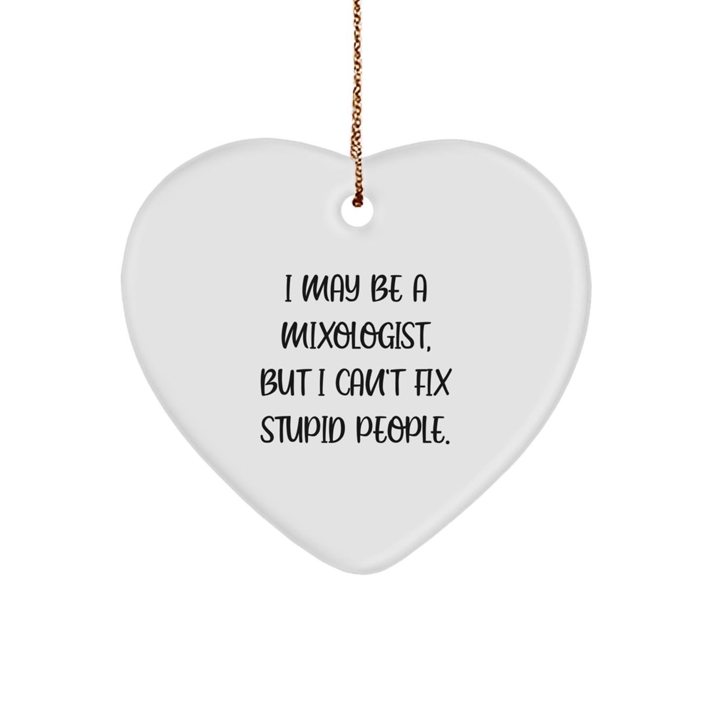 Funny Mixologist Heart Ornament Gifts for Men and Women from Friends - I May Be A Mixologist But I Can't Fix Stupid People Christmas Unique Gifts - Image 1