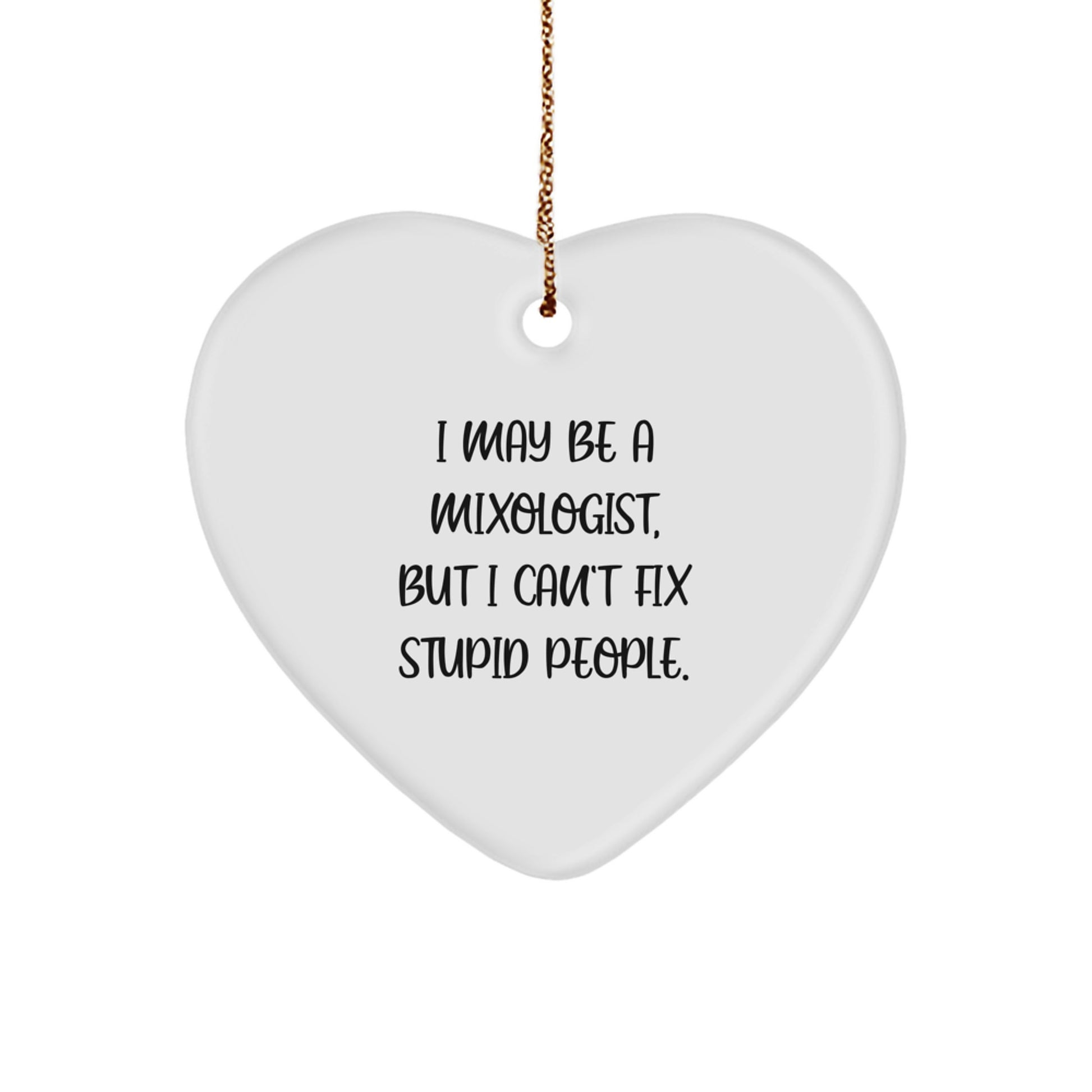 Funny Mixologist Heart Ornament Gifts for Men and Women from Friends - I May Be A Mixologist But I Can't Fix Stupid People Christmas Unique Gifts - Image 1