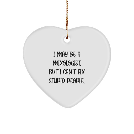 Funny Mixologist Heart Ornament Gifts for Men and Women from Friends - I May Be A Mixologist But I Can't Fix Stupid People Christmas Unique Gifts - Image 1
