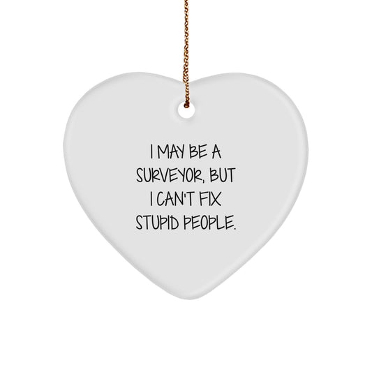 Sarcastic Surveyor Heart Ornament for Friends Novelty Christmas Unique Gift - Image 1