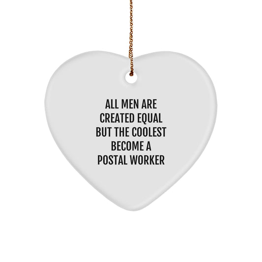 Funny Postal Worker Heart Ornament Gifts from Men to Friends on Christmas Unique - Image 1