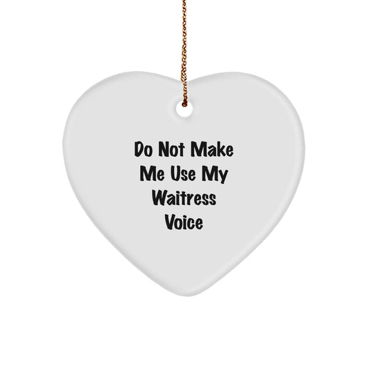 Funny Waitress Gifts from Friends and Family, Heart Ornament for Christmas Unique Gifts for Women - Image 1