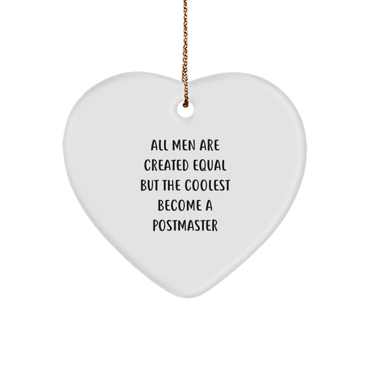 Funny Postmaster Gifts from Men for Christmas Unique Heart Ornament with Coolest Quote, Gold Cord Included - Image 1