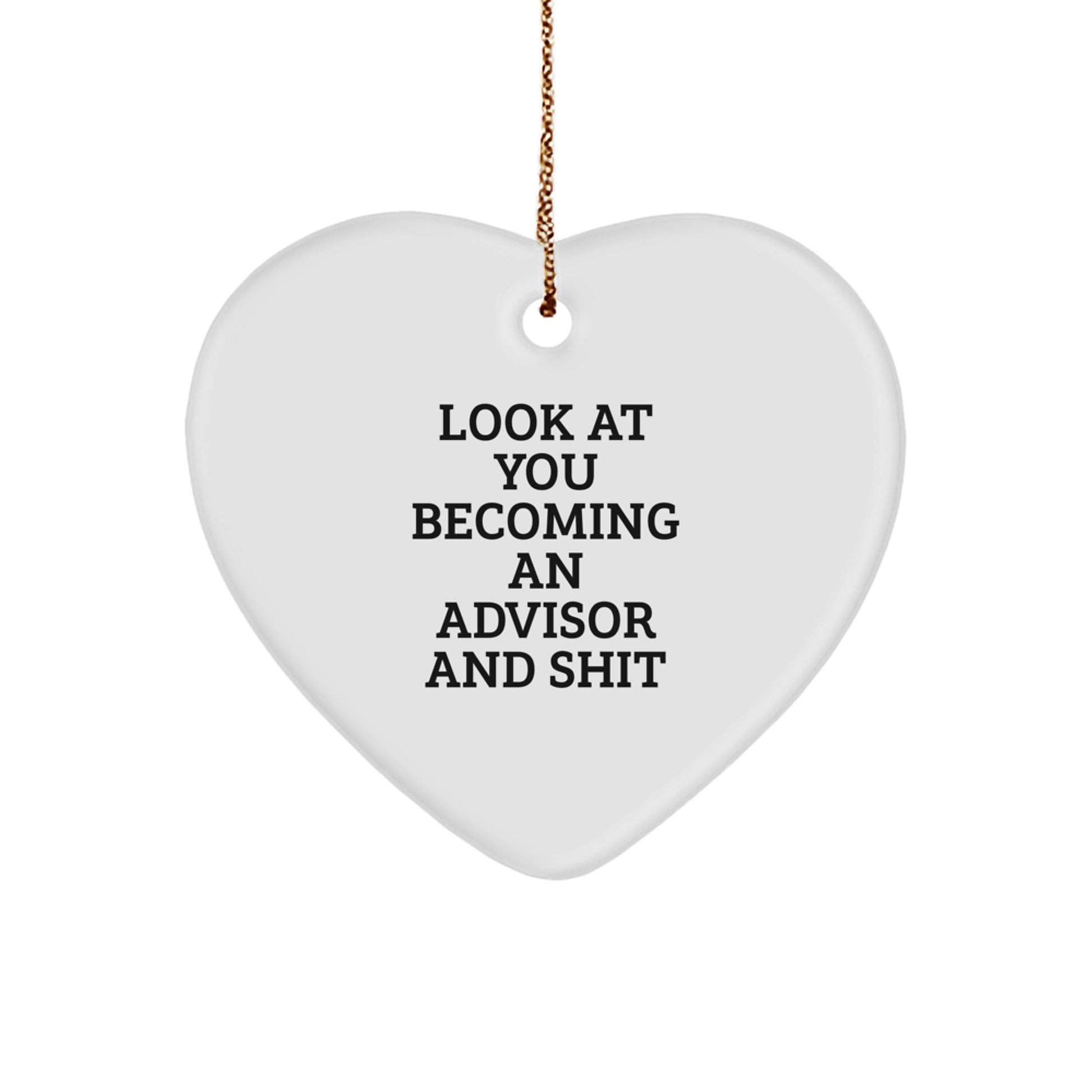 Funny Advisor Gifts from Men, Unique Heart Ornament for Advisors Friends Family, Look At You Becoming An Advisor And Shit Christmas Unique Gifts - Image 1