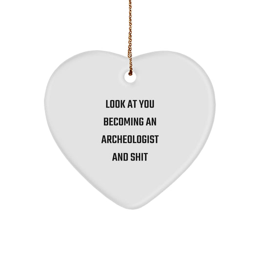 Funny Archeologist Heart Ornament Gifts from Family to Friends and Colleagues, Unique Christmas Ornaments for Archeologist Men and Women - Image 1