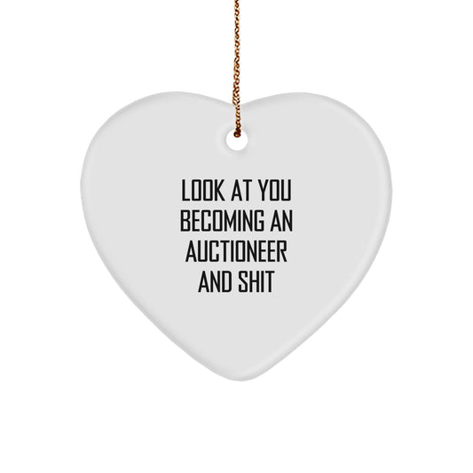 Christmas Gift for Her Auctioneer Heart Ornament Present - Image 1