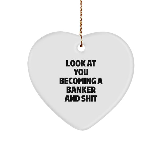 Banker Heart Ornament Idea for Coworkers Playful Christmas Gift - Image 1